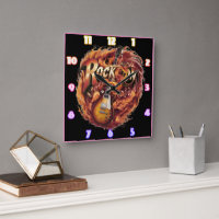 Violão em chamas com notas ao anoitecer