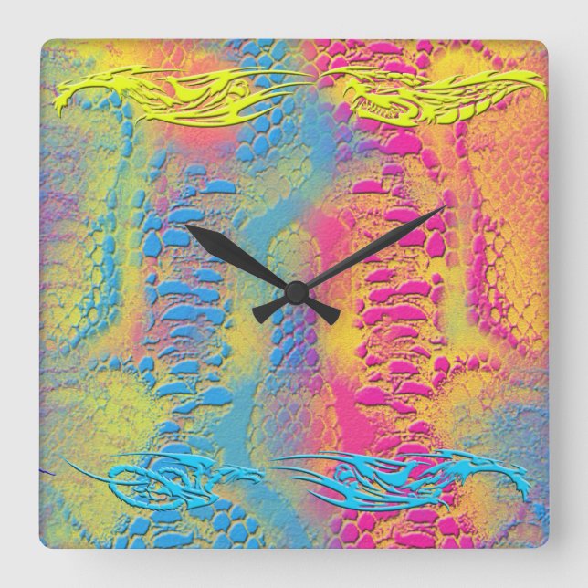 Relógio Quadrado VIOLET LACE -  Digital - Fractal Art - (Frente)