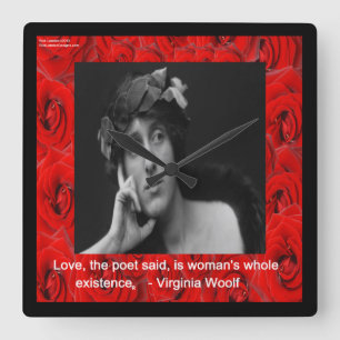 Relógio Quadrado Virginia Woolf & Love Cote de Parede de Cotação
