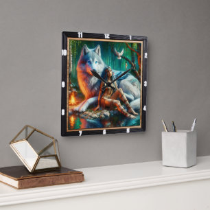 Relógio Quadrado Visão Nativa: Sabedoria Antiga do Glade Luar