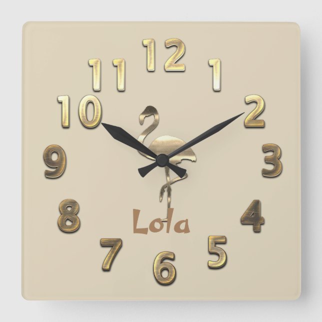 Relógio Quadrado Visita de Feriados Dourados (Frente)