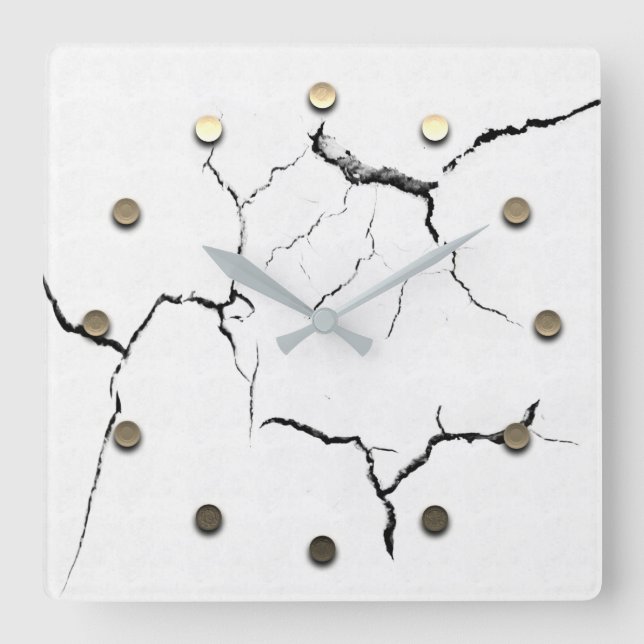 Relógio Quadrado Vista de Férias Douradas (Frente)