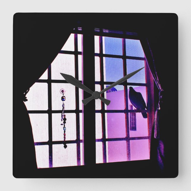 Relógio Quadrado Vista de Pombo (Frente)