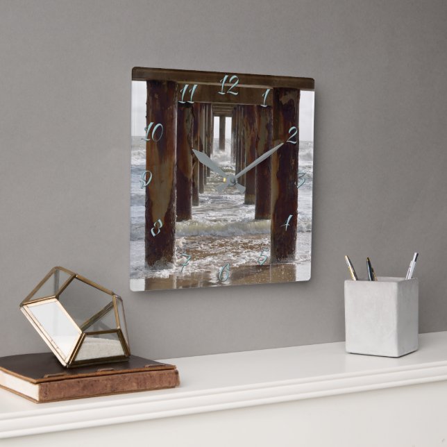 Relógio Quadrado Vista do cais de pesca (Escritório)