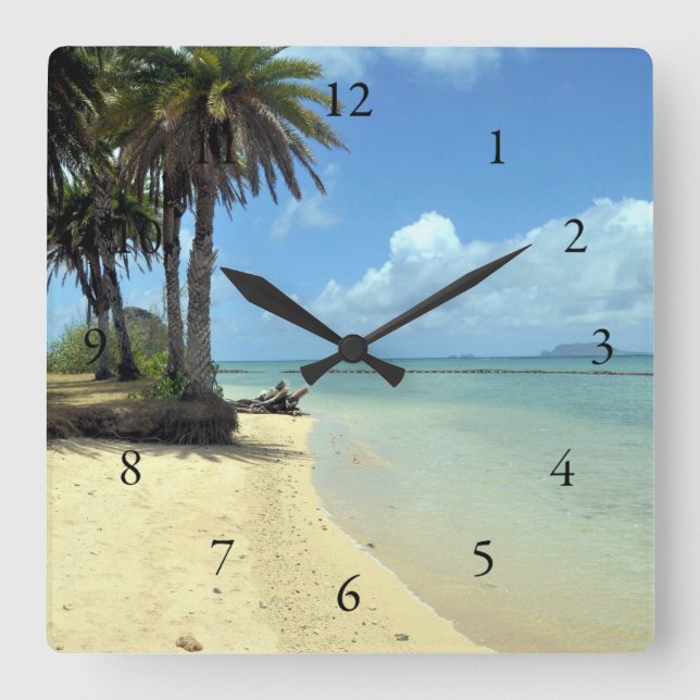 Relógio Quadrado Vista para o mar cénico havaiana (Frente)