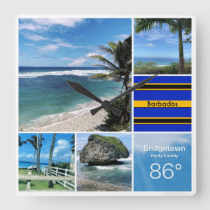 Relógio Quadrado Vistas do Oceano Barbados
