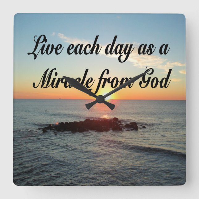 RELÓGIO QUADRADO VIVA TODOS OS DIAS COMO UM MILAGRE DE DEUS (Frente)