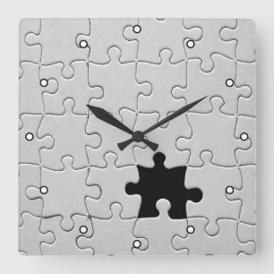 Relógio Quadrado Você Me Completa Jigsaw Romântico Preto e Branco