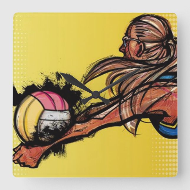 Relógio Quadrado Voleibol DIGG - Pulso de disparo de parede (Frente)