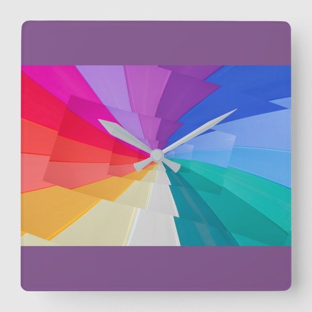 Relógio Quadrado vortex multicoloured no pulso de disparo de parede (Frente)