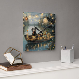 Relógio Quadrado Voyage festiva de Natal do Conhound Bluetick