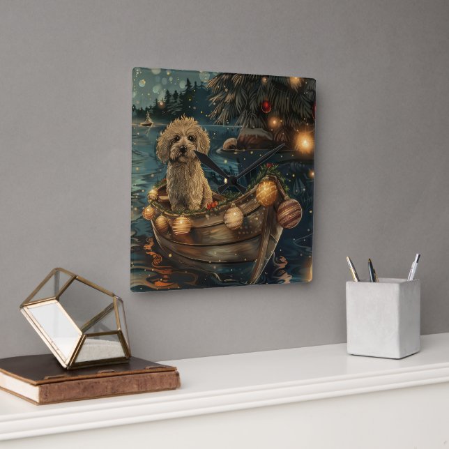 Relógio Quadrado Voz Festiva do Natal no Havaí (Escritório)