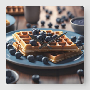 Relógio Quadrado Waffles Blueberry