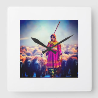 Relógio Quadrado wall clock Afghan design
