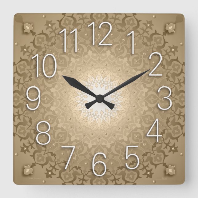 Relógio Quadrado Wall Clock Arabesque3 (Frente)