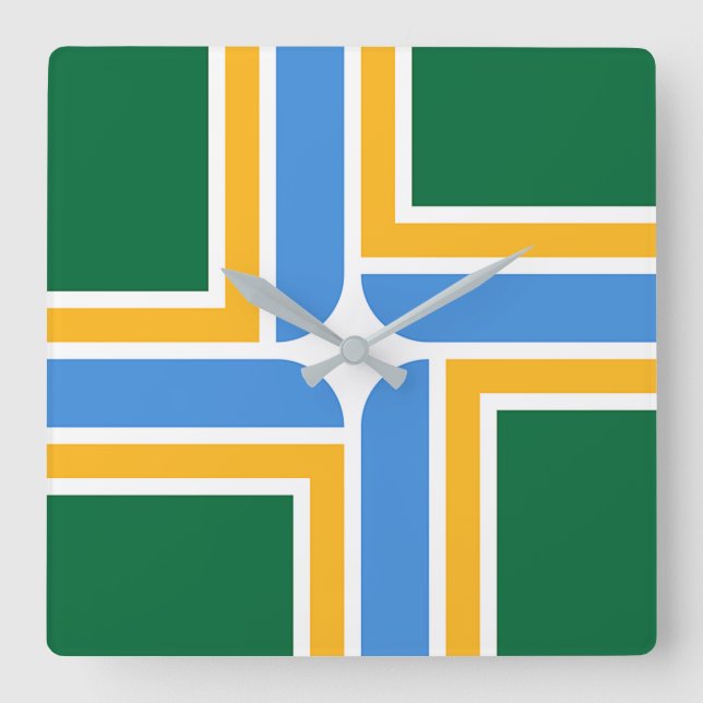 Relógio Quadrado Wall Clock com Bandeira de Portland, EUA (Frente)