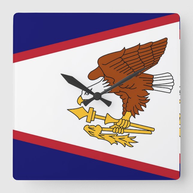 Relógio Quadrado Wall Clock com bandeira de Samoa Americana, EUA (Frente)