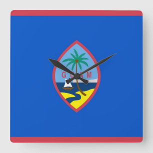 Relógio Quadrado Wall Clock com Flag de Guam, EUA