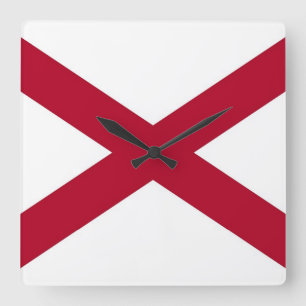 Relógio Quadrado Wall Clock com Flag do Alabama, EUA