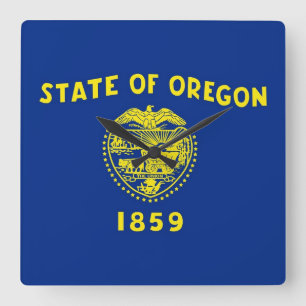 Relógio Quadrado Wall Clock com Flag do Oregon, EUA