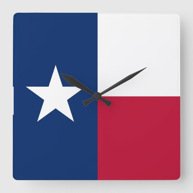 Relógio Quadrado Wall Clock com Flag do Texas, EUA (Frente)