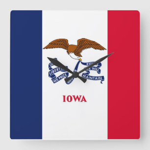 Relógio Quadrado Wall Clock com Flag of Iowa, EUA