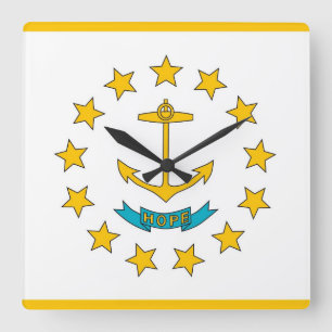 Relógio Quadrado Wall Clock com Flag of Rhode Island, EUA