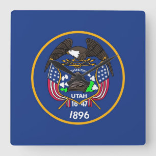 Relógio Quadrado Wall Clock com Flag of Utah, EUA