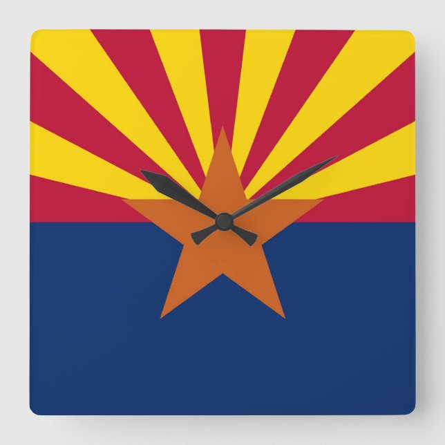Relógio Quadrado Wall Clock com pavilhão do Estado da Arizona, EUA (Frente)