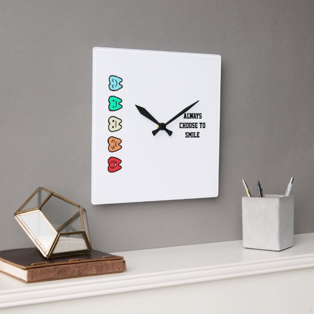Relógio Quadrado Wall Clock – Cute Dental Art & Positive Decor (Escritório)