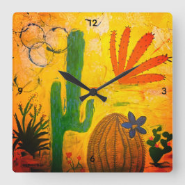 Relógio Quadrado Wall Clock Desert Art