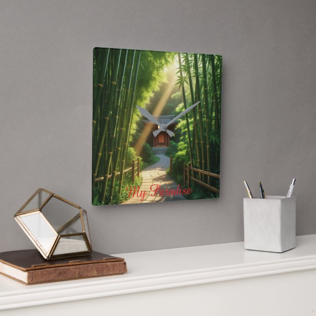 Relógio Quadrado Wall Clock My Paradise (Escritório)