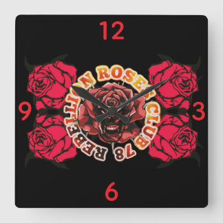 Relógio Quadrado Wall Clock RebellionRosesClub78