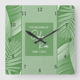 Relógio Quadrado Wall Clock Tropical Green