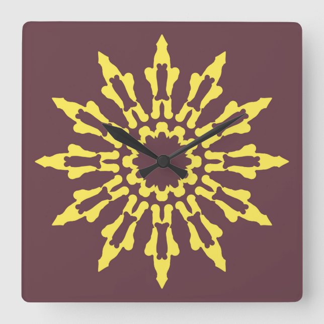 Relógio Quadrado Wall Clock, um elegante design clássico multicolor (Frente)