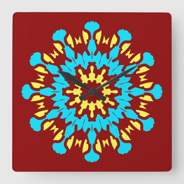 Relógio Quadrado Wall Clock, um elegante design clássico multicolor (Frente)