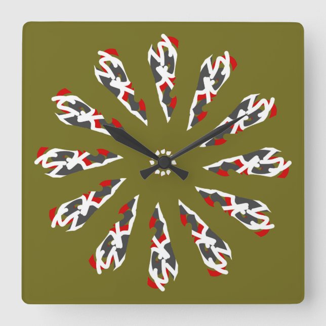 Relógio Quadrado Wall Clock, um elegante design clássico multicolor (Frente)