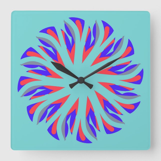 Relógio Quadrado Wall Clock, um elegante design clássico multicolor (Frente)