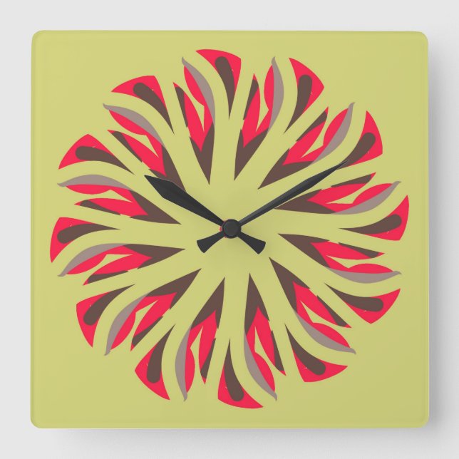 Relógio Quadrado Wall Clock, um elegante design clássico multicolor (Frente)