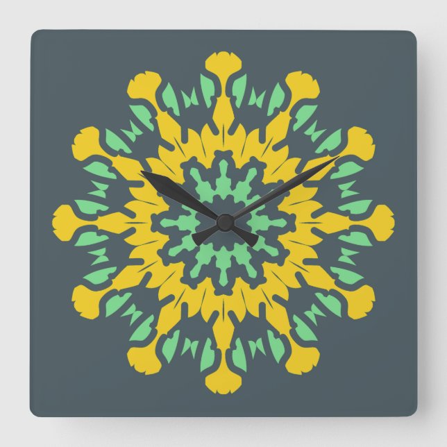 Relógio Quadrado Wall Clock, um elegante design clássico multicolor (Frente)