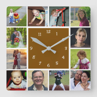 Relógio Quadrado Wall Clock with 12 personal photos