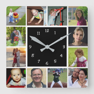 Relógio Quadrado Wall Clock with 12 personal photos