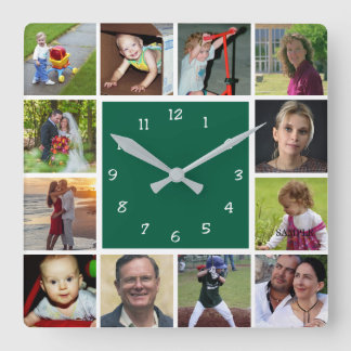 Relógio Quadrado Wall Clock with 12 personal photos