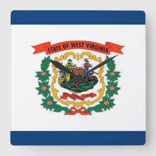 Relógio Quadrado Wall Clock with Flag of West Virginia, USA
