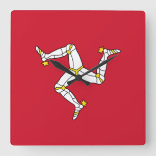 Relógio Quadrado Wall Clock with Isle of Man Flag, United Kingdom