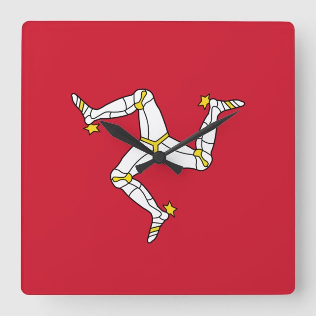 Relógio Quadrado Wall Clock with Isle of Man Flag, United Kingdom (Frente)