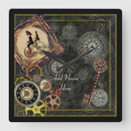 Relógio Quadrado Wallclock Steampunk - adicionar nome personalizado