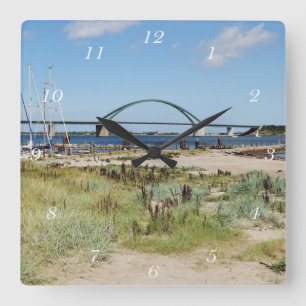 Relógio Quadrado Wanduhr Fehmarnsundbrücke e Fehmarnsund