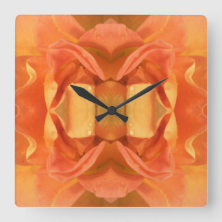 Relógio Quadrado Wanduhr Orange Rose
