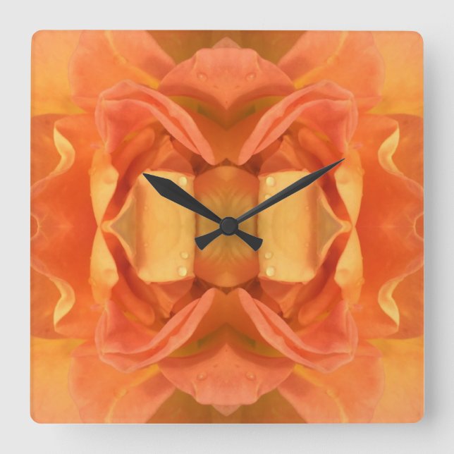 Relógio Quadrado Wanduhr Orange Rose (Frente)